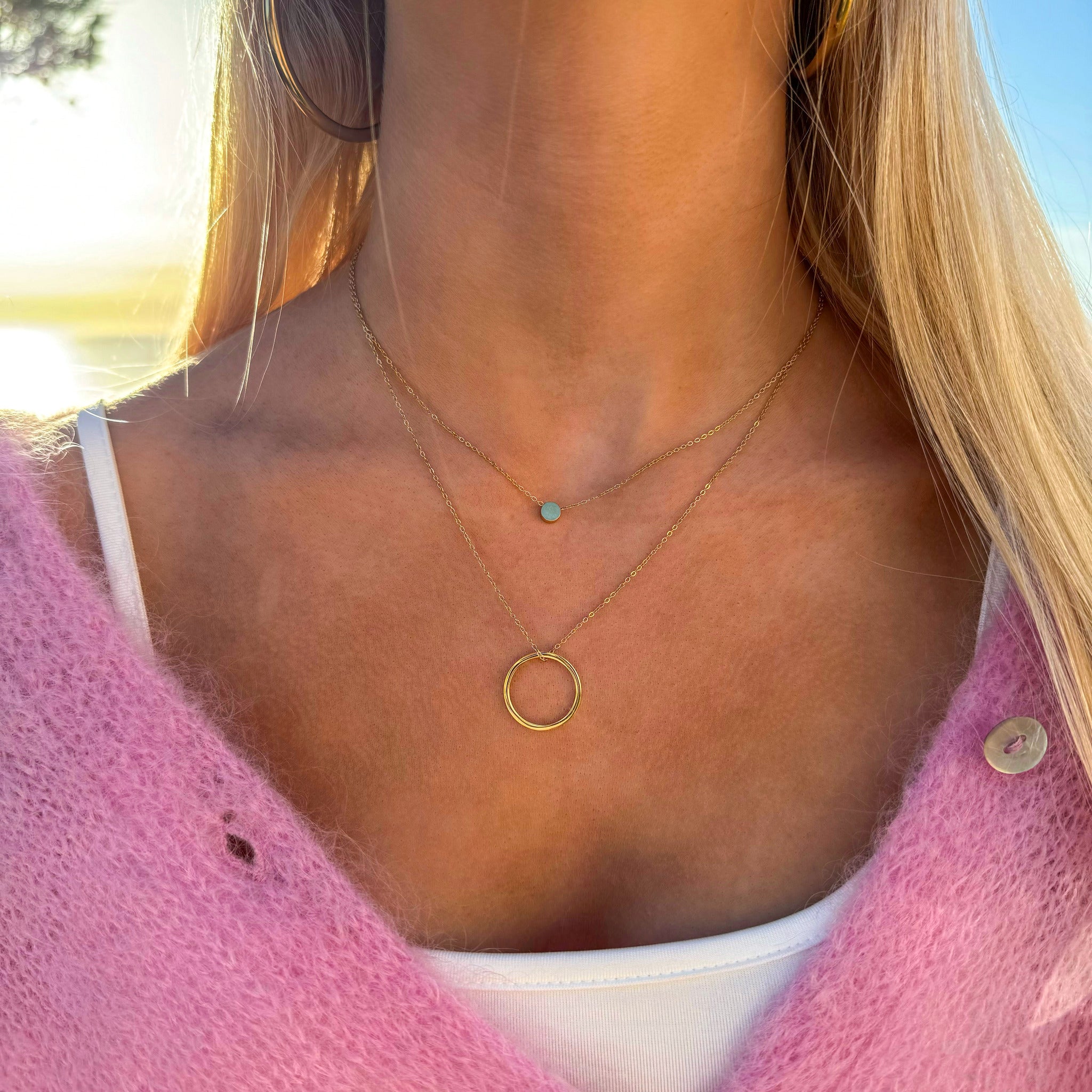Golden Circles Necklace Layered