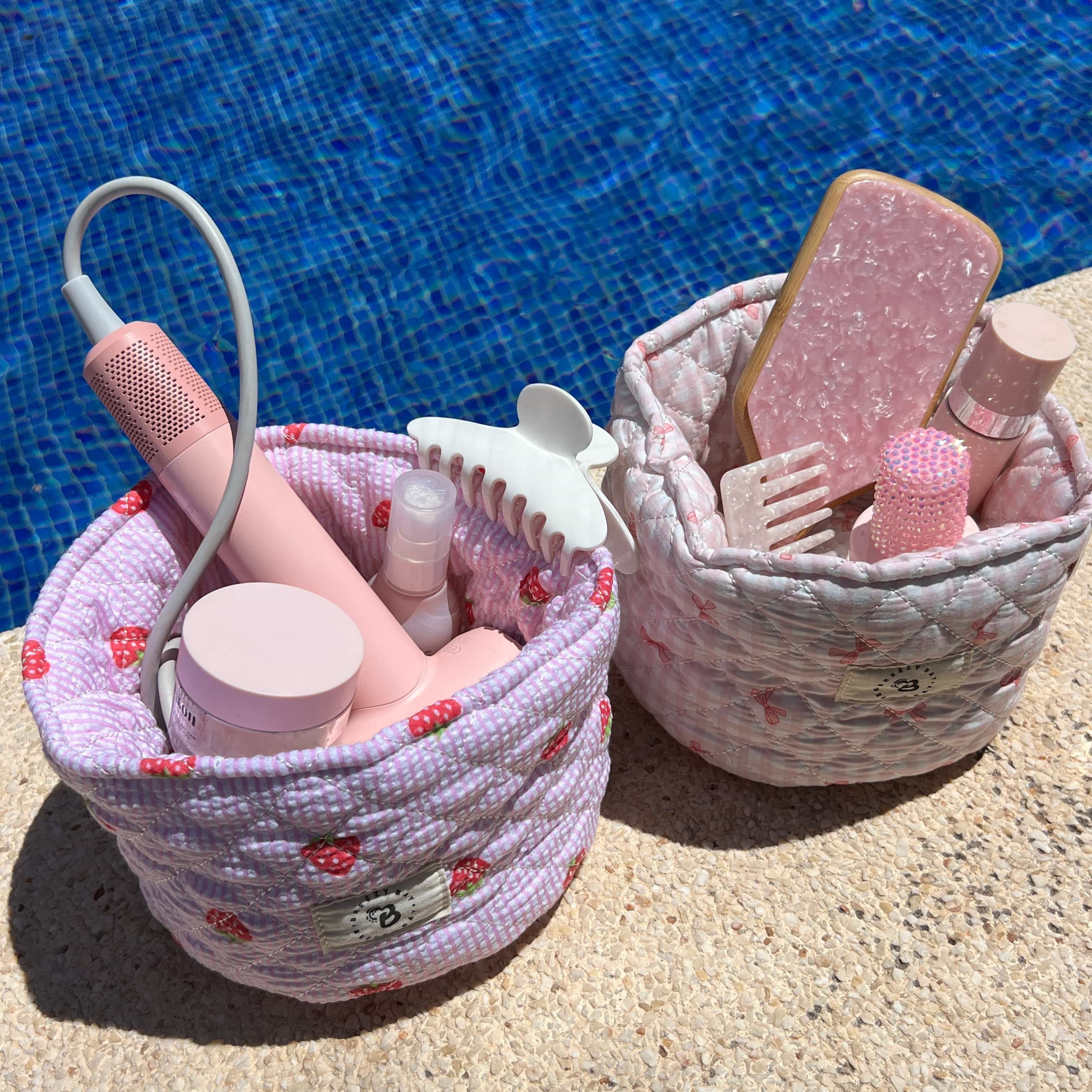 "Pink Bow" Vanity Basket