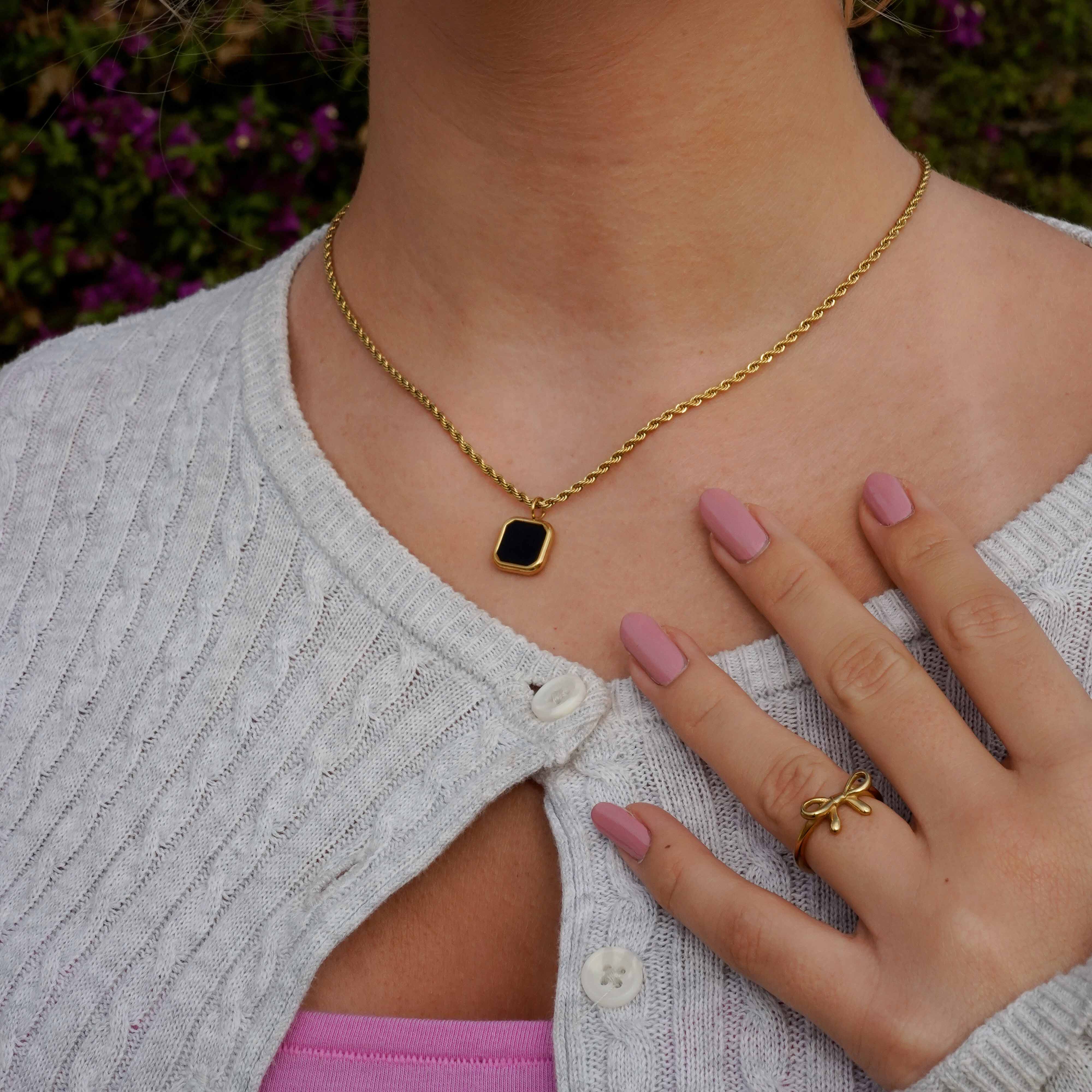 Black Square Necklace