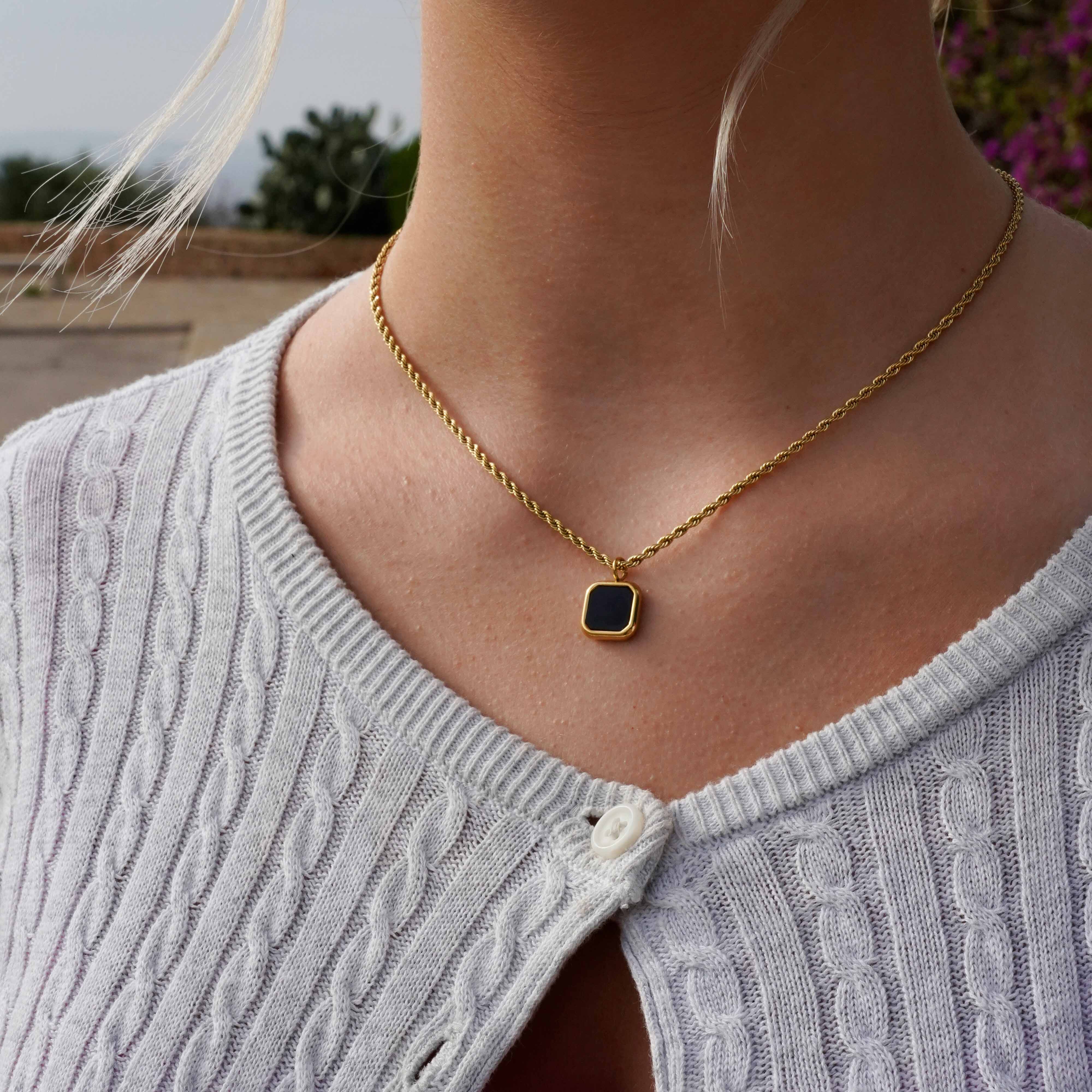 Black Square Necklace