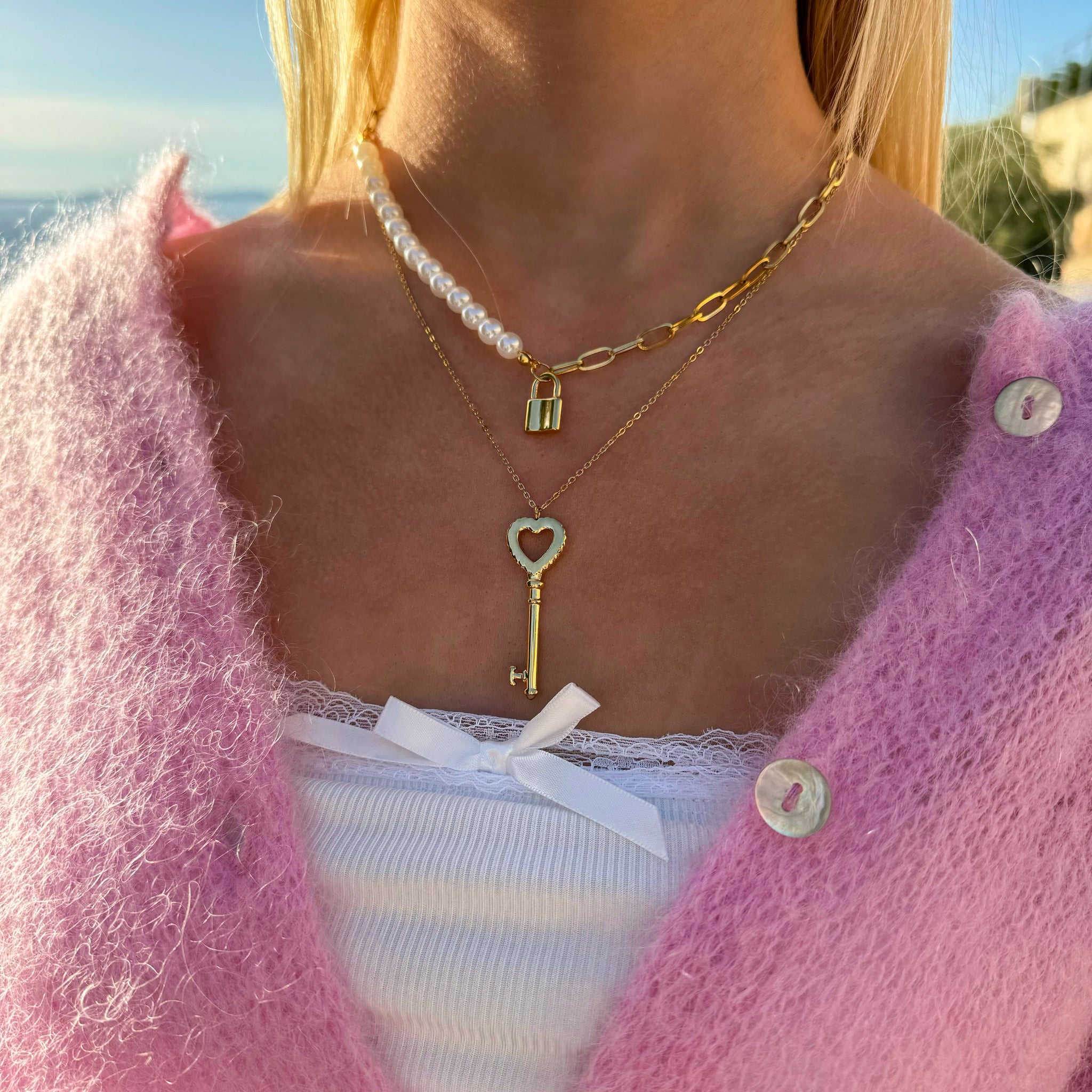 Key of Love Necklace Layered