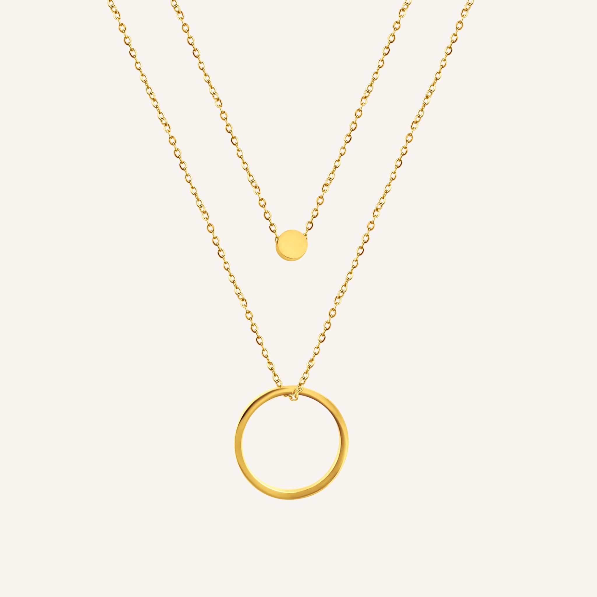 Golden Circles Necklace Layered