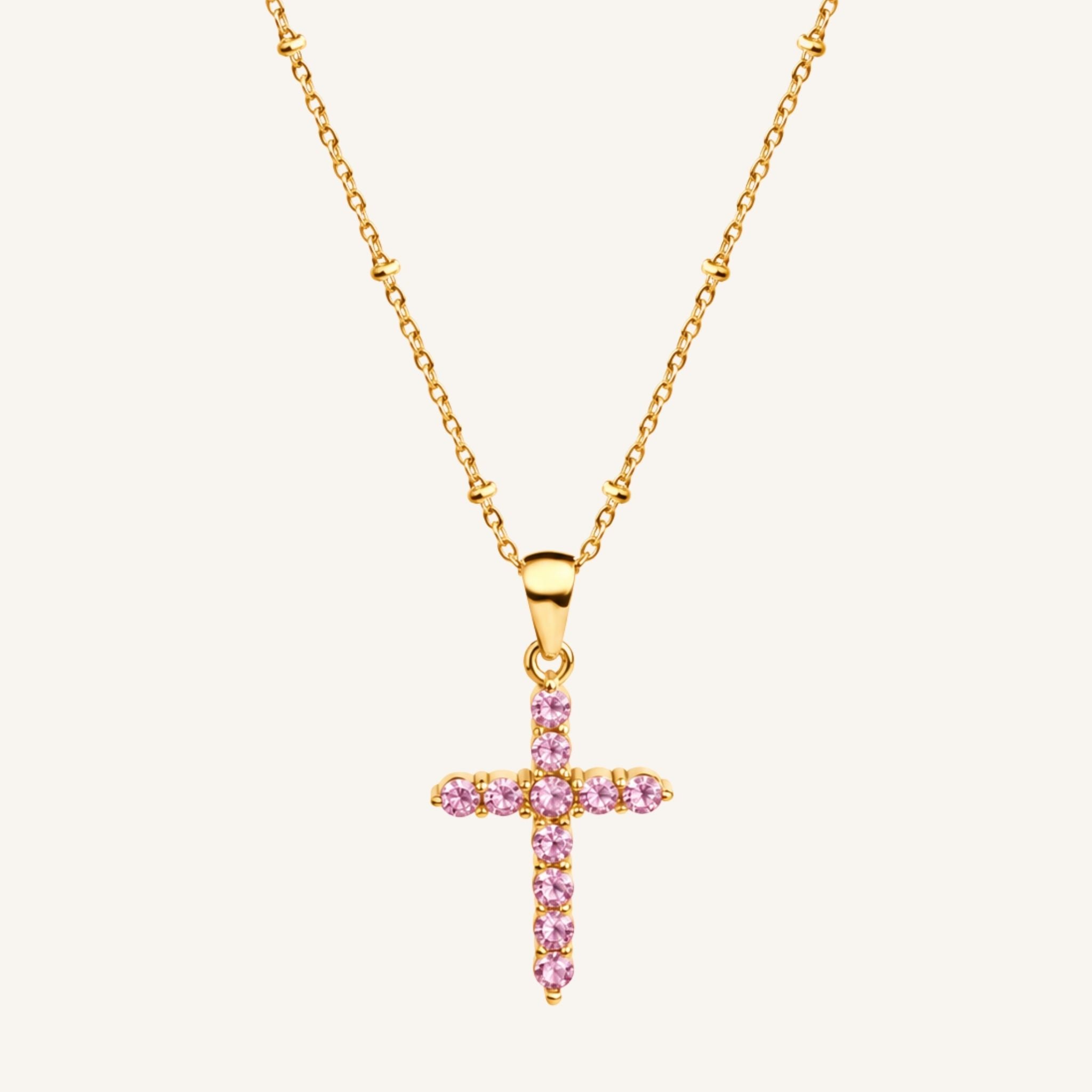 Pink Cross Necklace