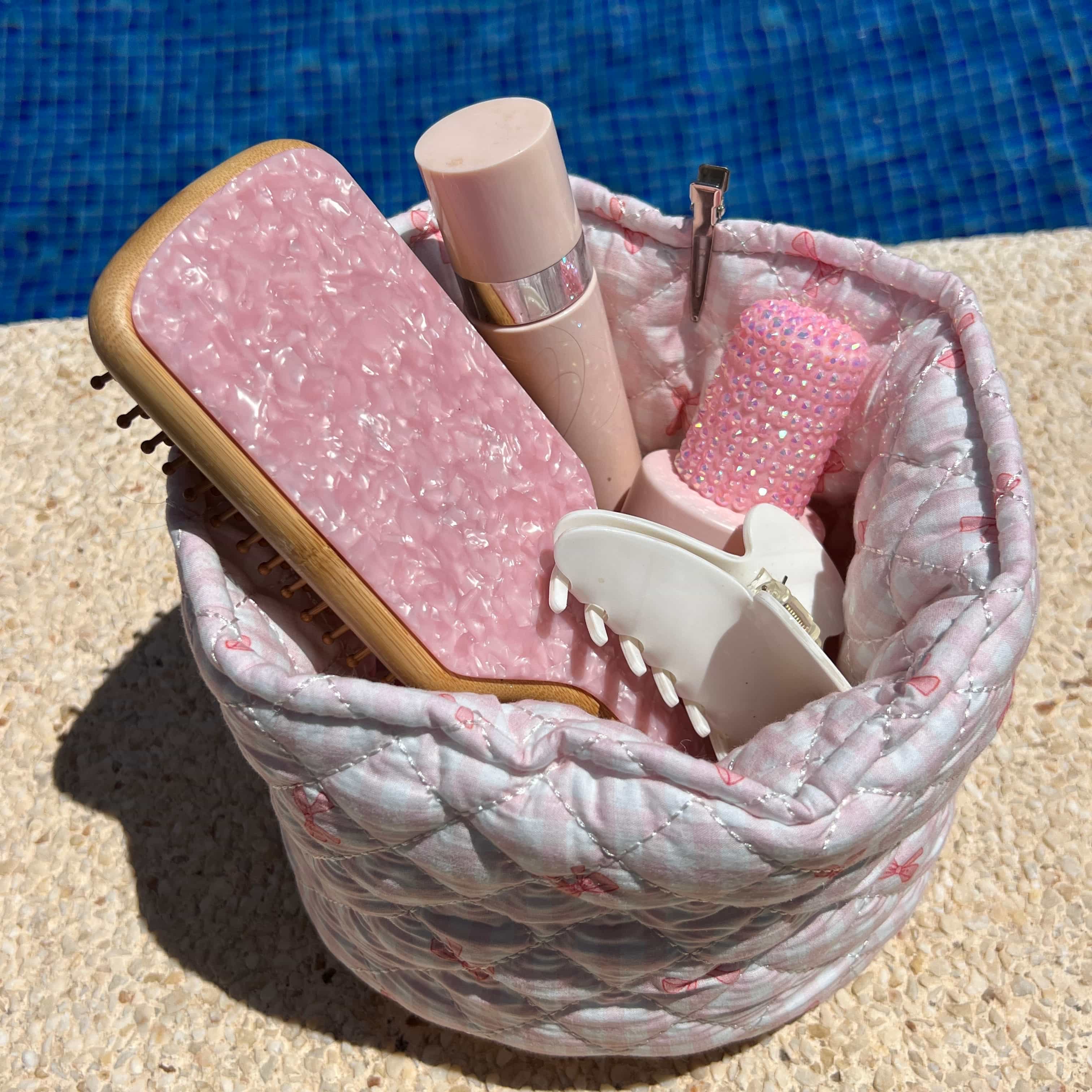 "Pink Bow" Vanity Basket